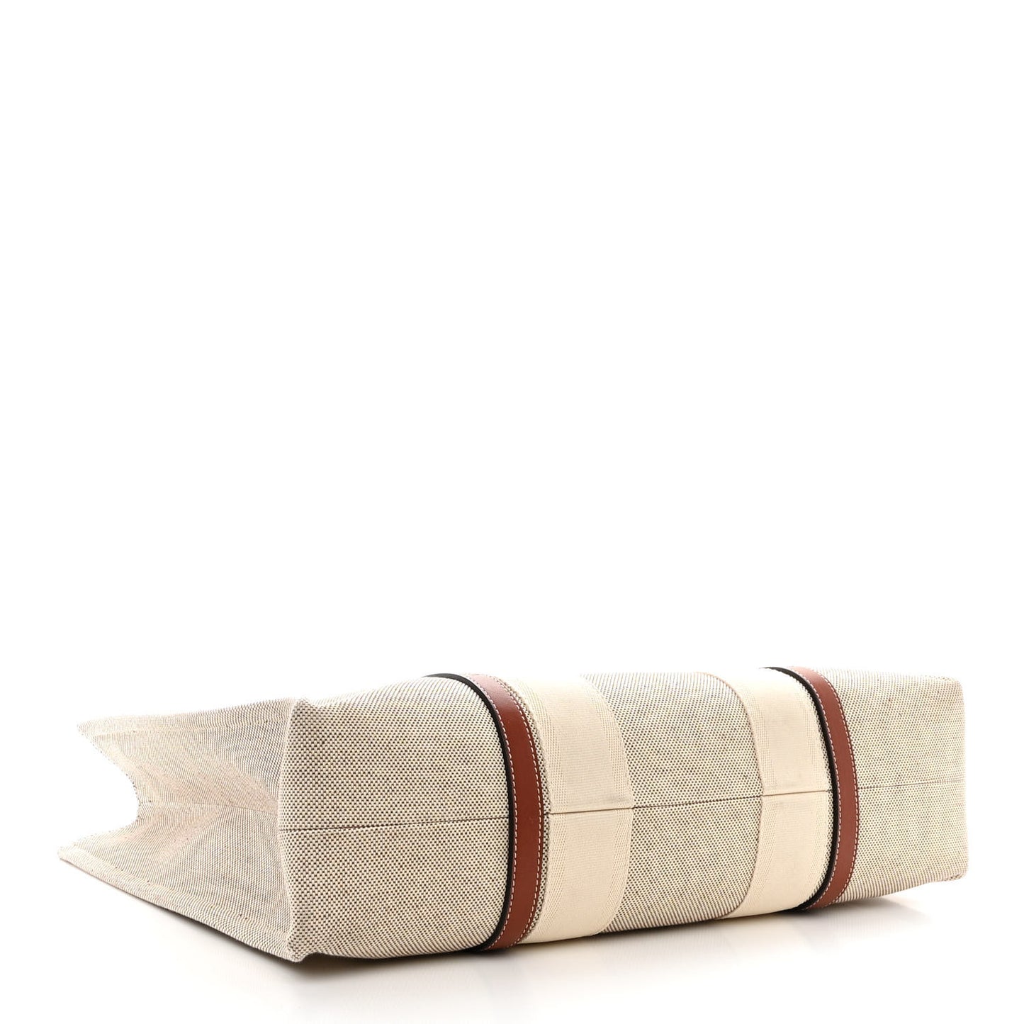 Cotton Calfskin Medium Woody Ribbon Tote White Brown