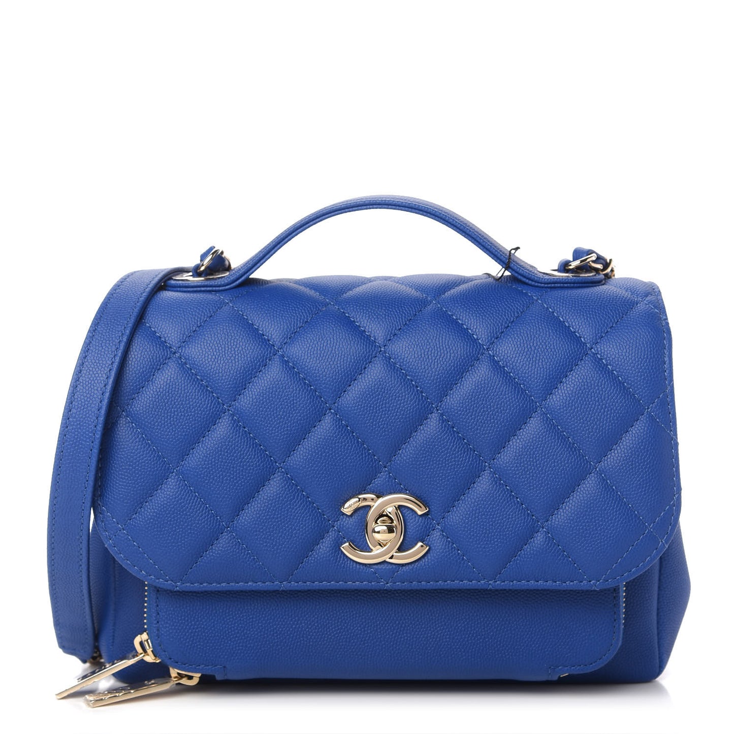 Caviar Quilted Medium Business Affinity Flap Dark Blue