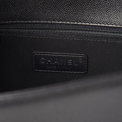 Chanel Caviar Chevron Quilted New Medium Boy Flap Black 6 of 10