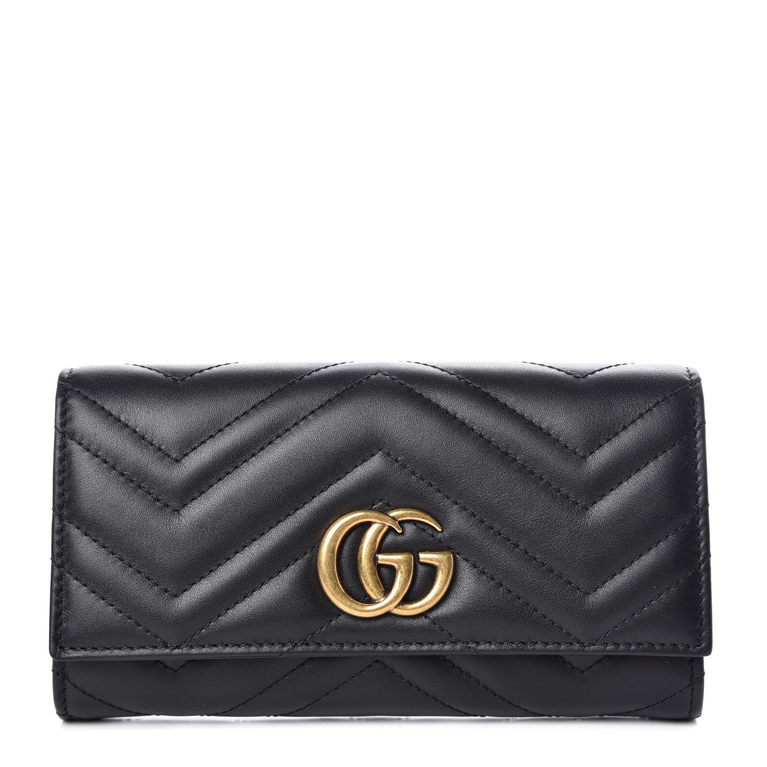 Gucci Calfskin Matelasse GG Marmont Continental Wallet Black 1 of 8