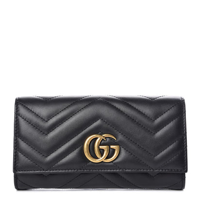 Gucci Calfskin Matelasse GG Marmont Continental Wallet Black 1 of 8