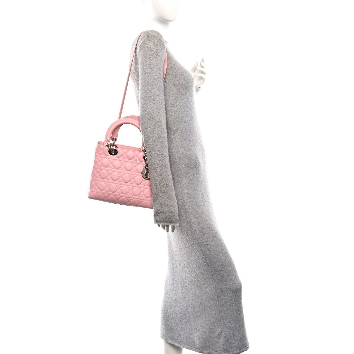 Christian Dior Lambskin Cannage Medium Lady Dior Light Pink 2 of 16