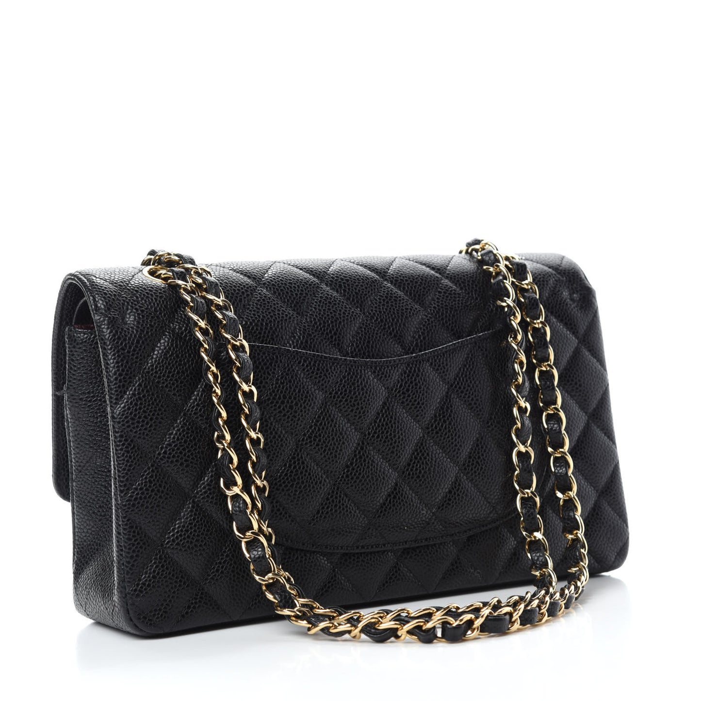 Caviar Quilted Medium Double Flap Black