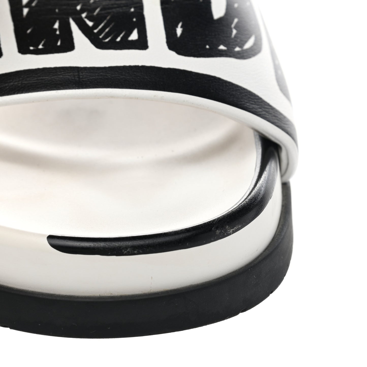X JOSHUA VIDES Roma Calfskin Fussbetts Slide Sandals 38 Snow White Black