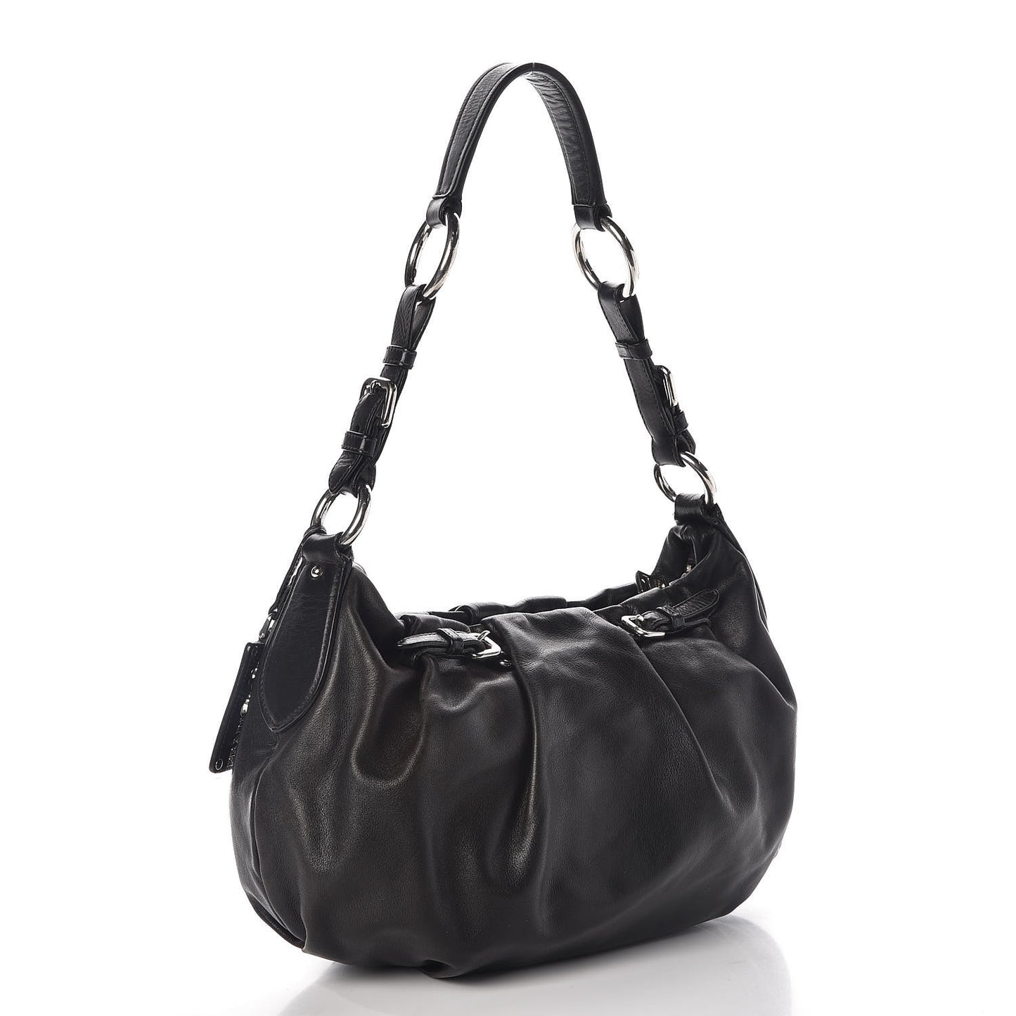 Soft Calf Pleated Hobo Black