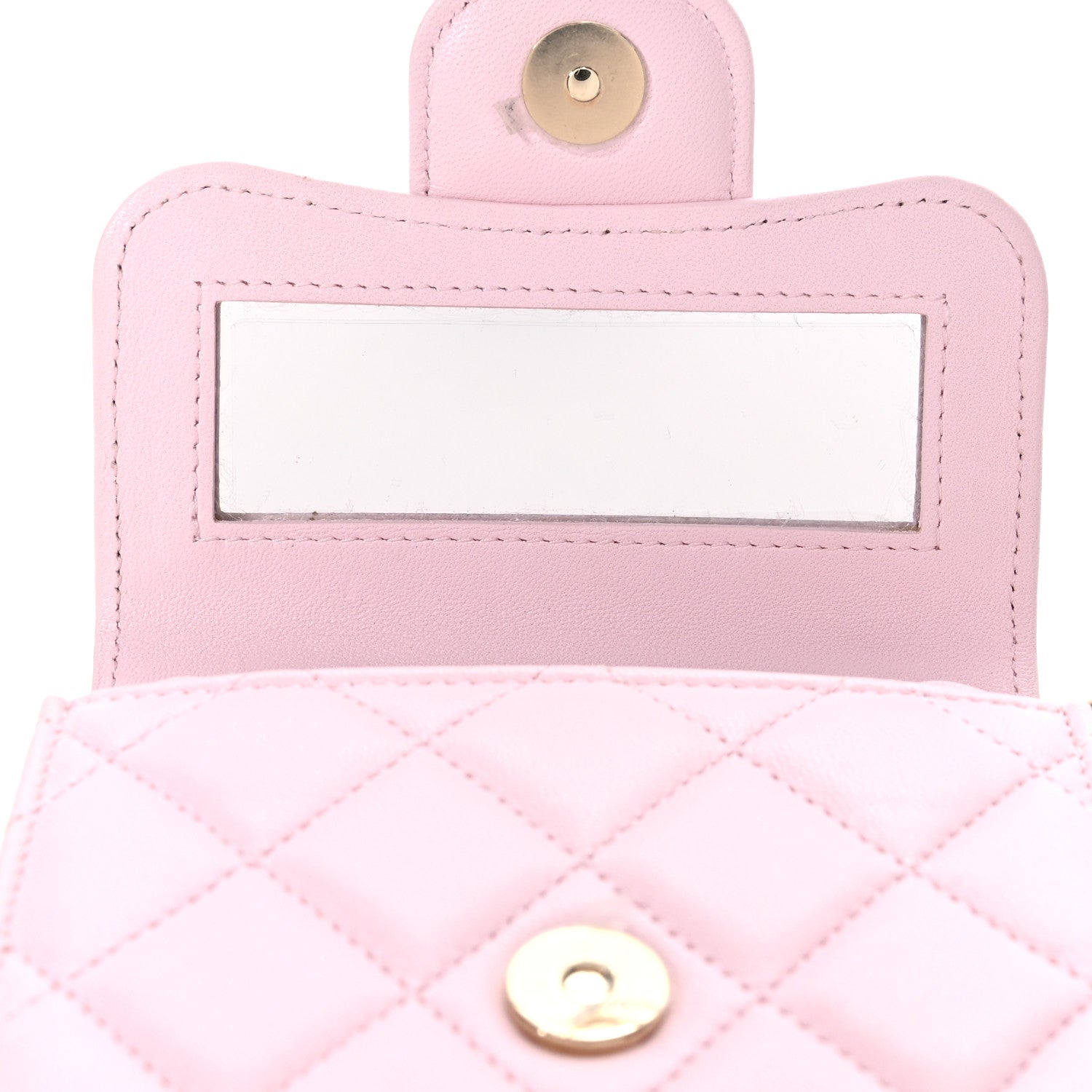 Chanel Lambskin Quilted Top Handle Clutch With Chain Light Pink 8 of 12
