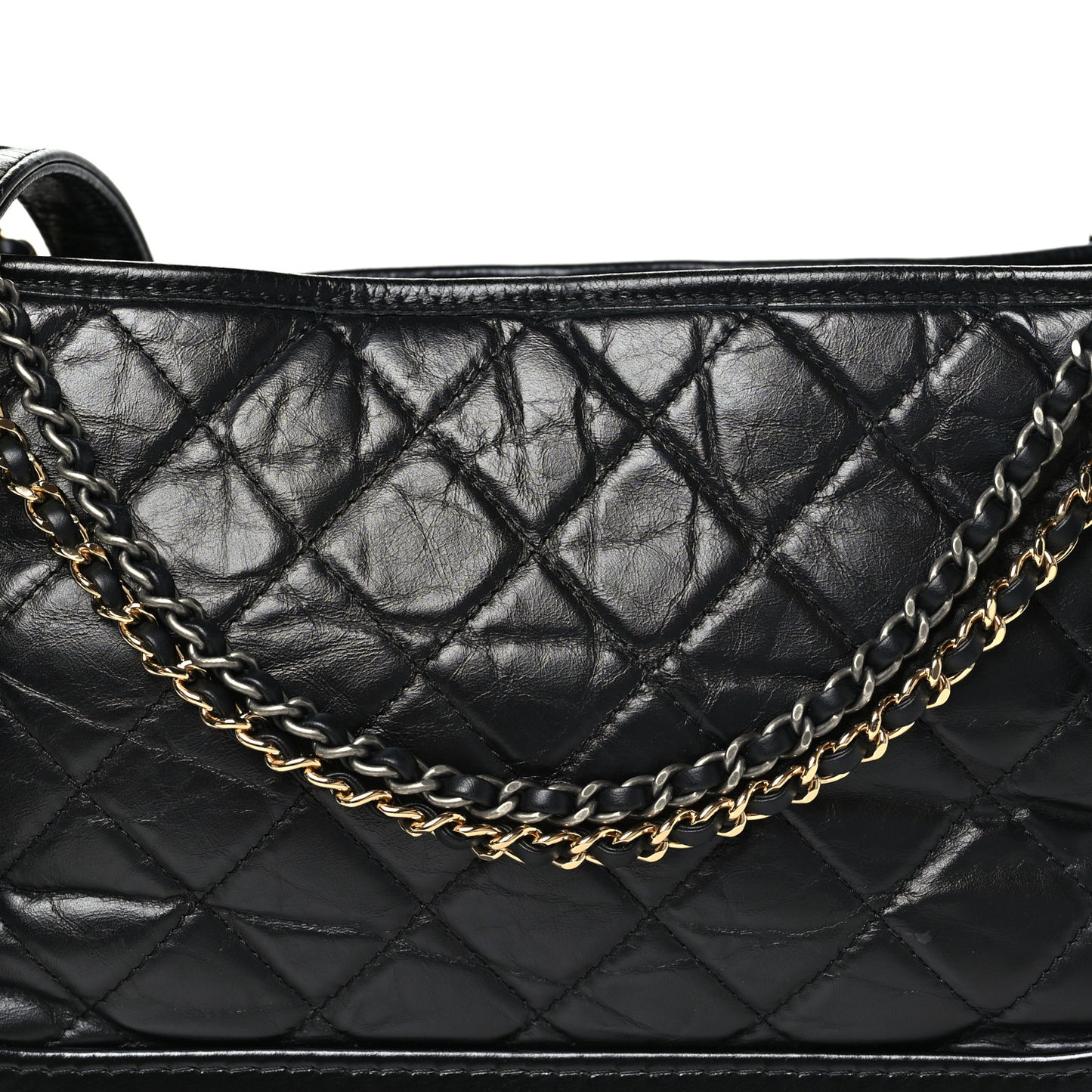 Aged Calfskin Quilted Medium Gabrielle Hobo Black