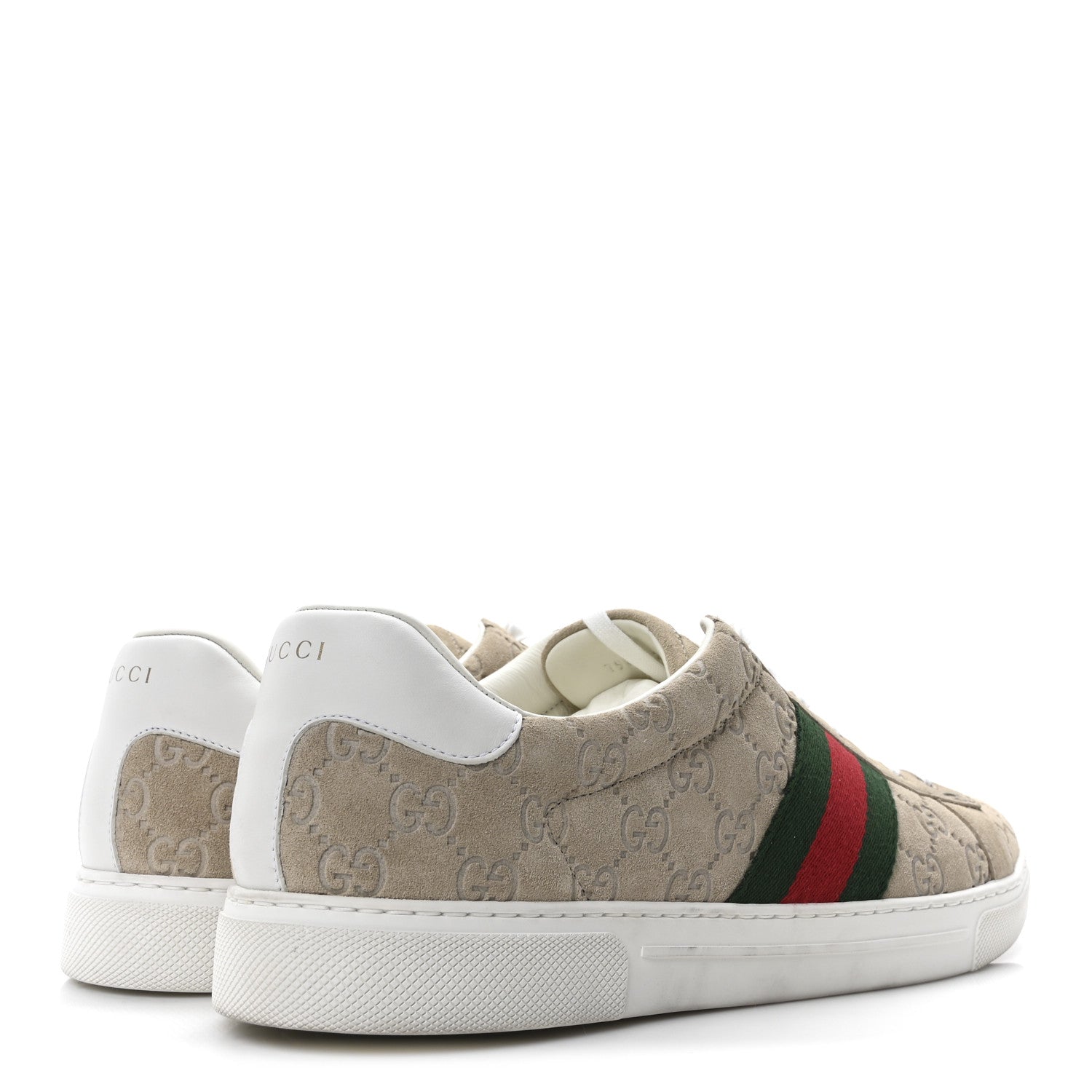 Gucci GG Suede Monogram Web Mens Sneakers 12 Oatmeal Mystic White 5 of 10