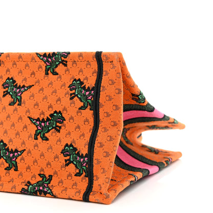 Christian Dior Canvas Embroidered Medium Dino Book Tote Orange Multicolor 10 of 12