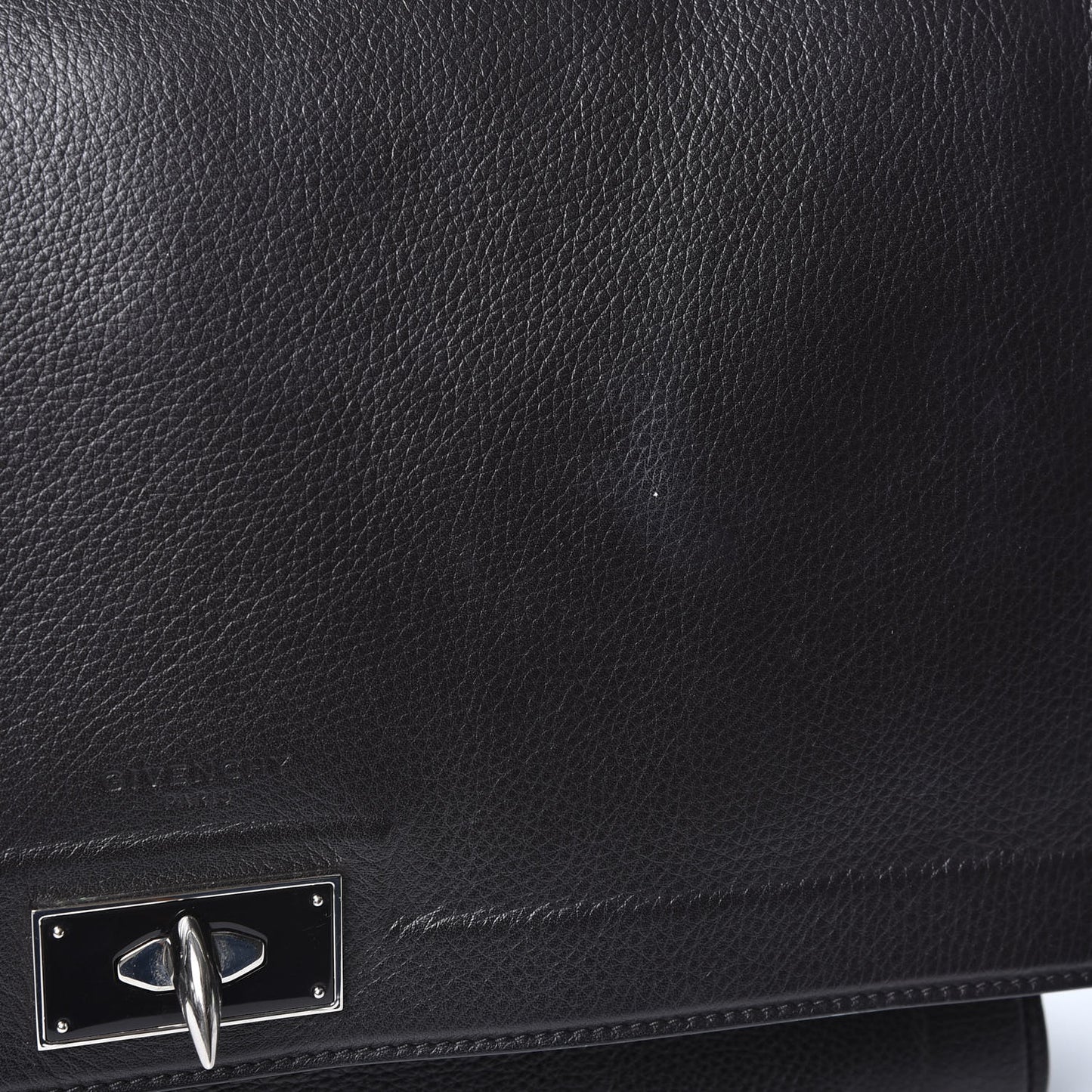 Grained Calfskin Medium Shark Lock Satchel Black