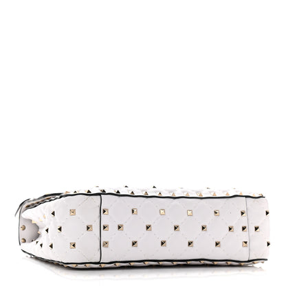 Valentino Garavani Lambskin VLTN Print Medium Rockstud Spike Shoulder Bag Optic White Black 4 of 9
