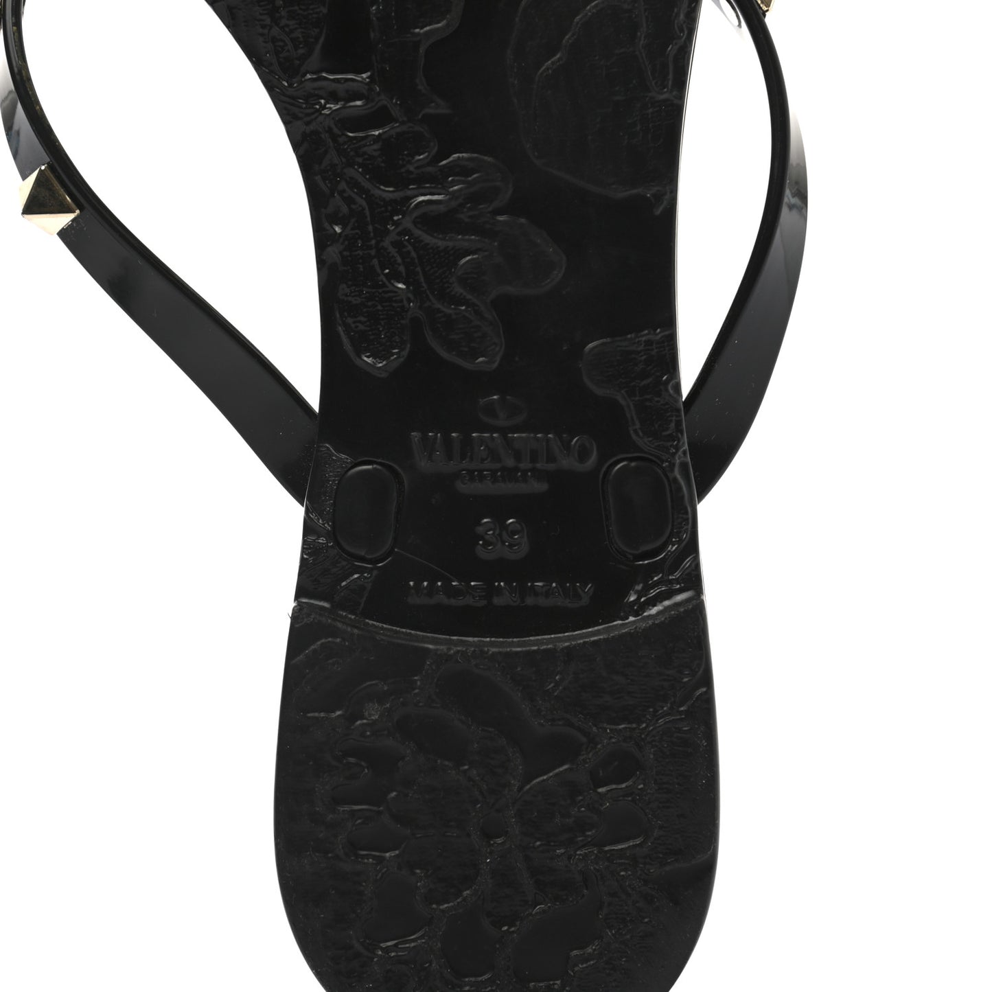 PVC Jelly Rockstud Bow Thong Sandals 39 Black