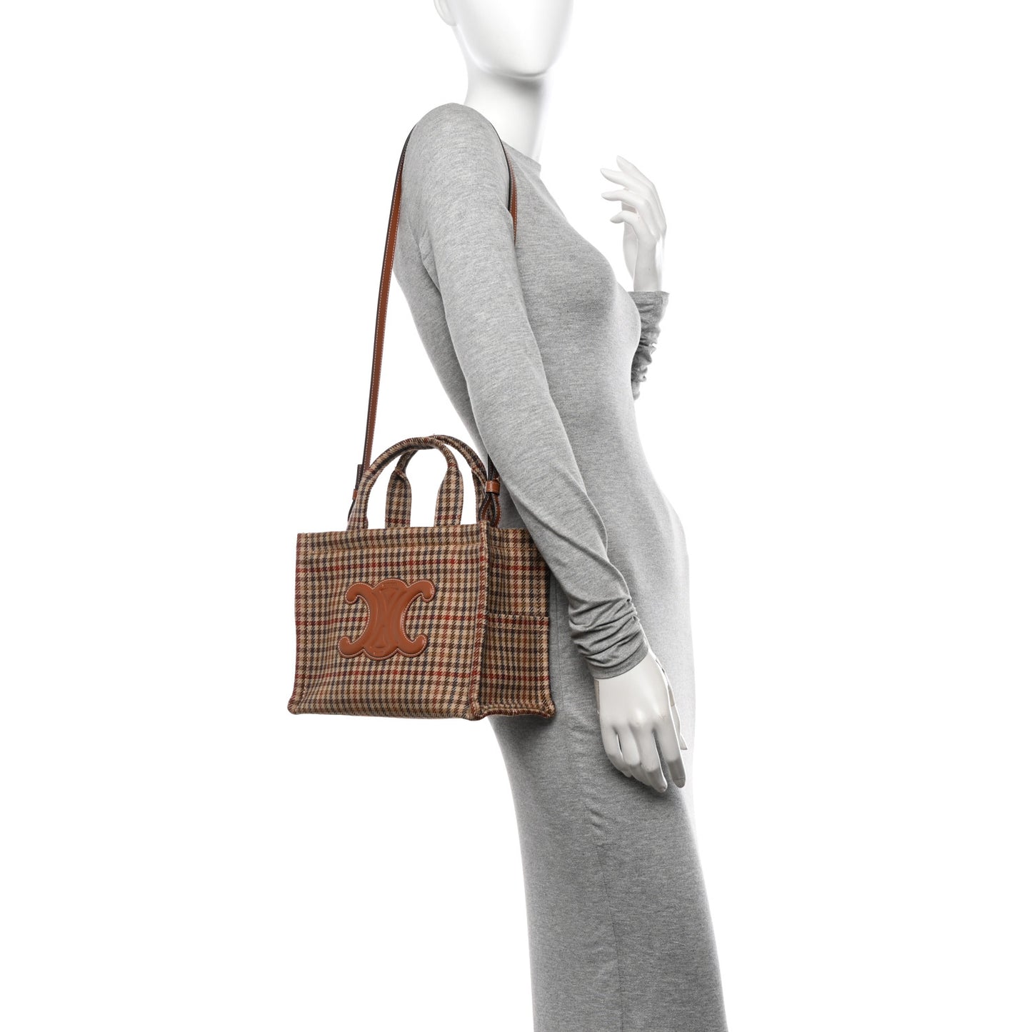 Tweed Calfskin Triomphe Small Cabas Thais Multicolor