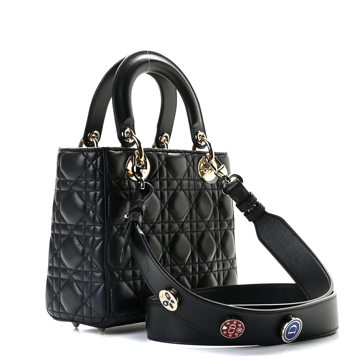 Lambskin Cannage Small Lucky Badges My Lady Dior Navy