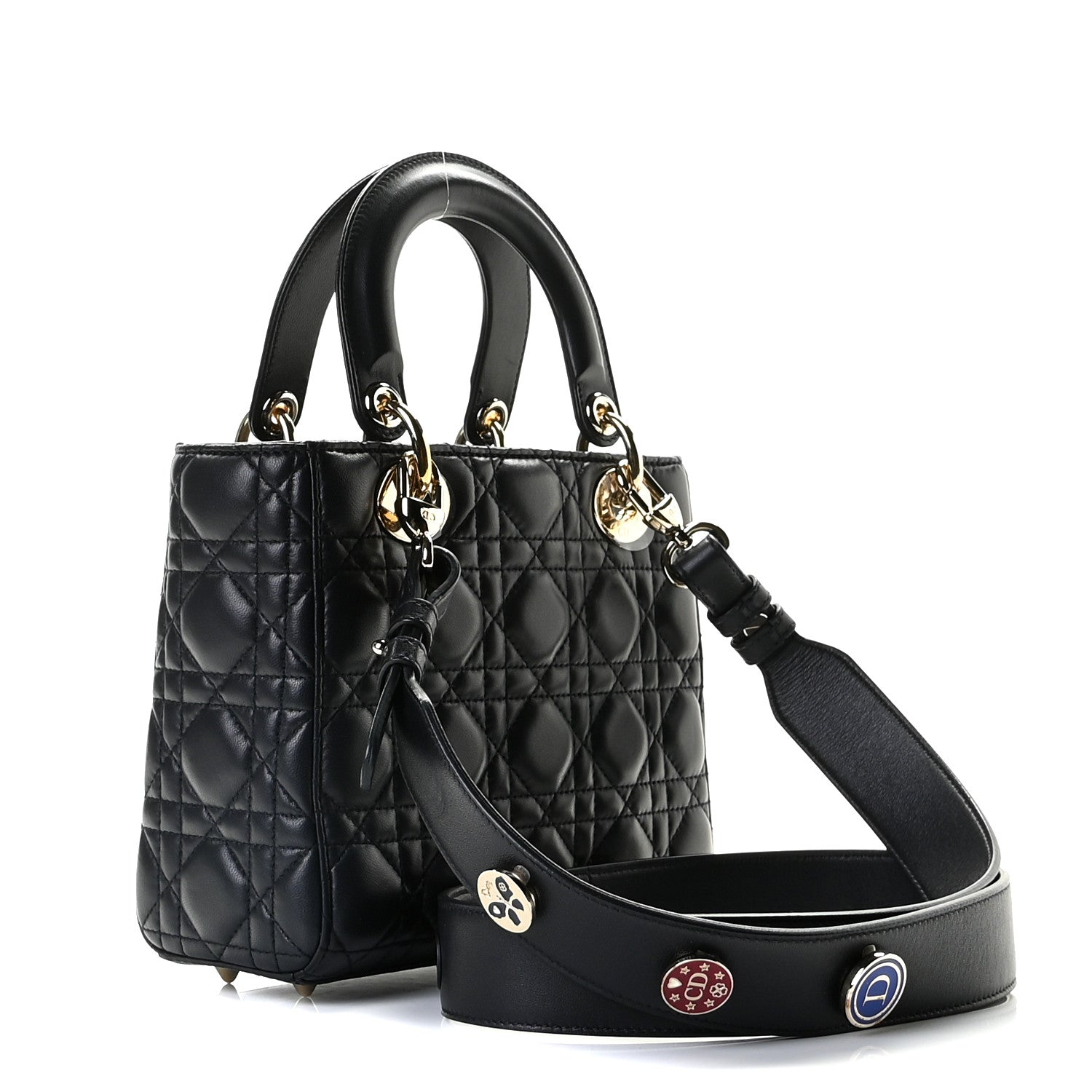 Christian Dior Lambskin Cannage Small Lucky Badges My Lady Dior Navy 3 of 13