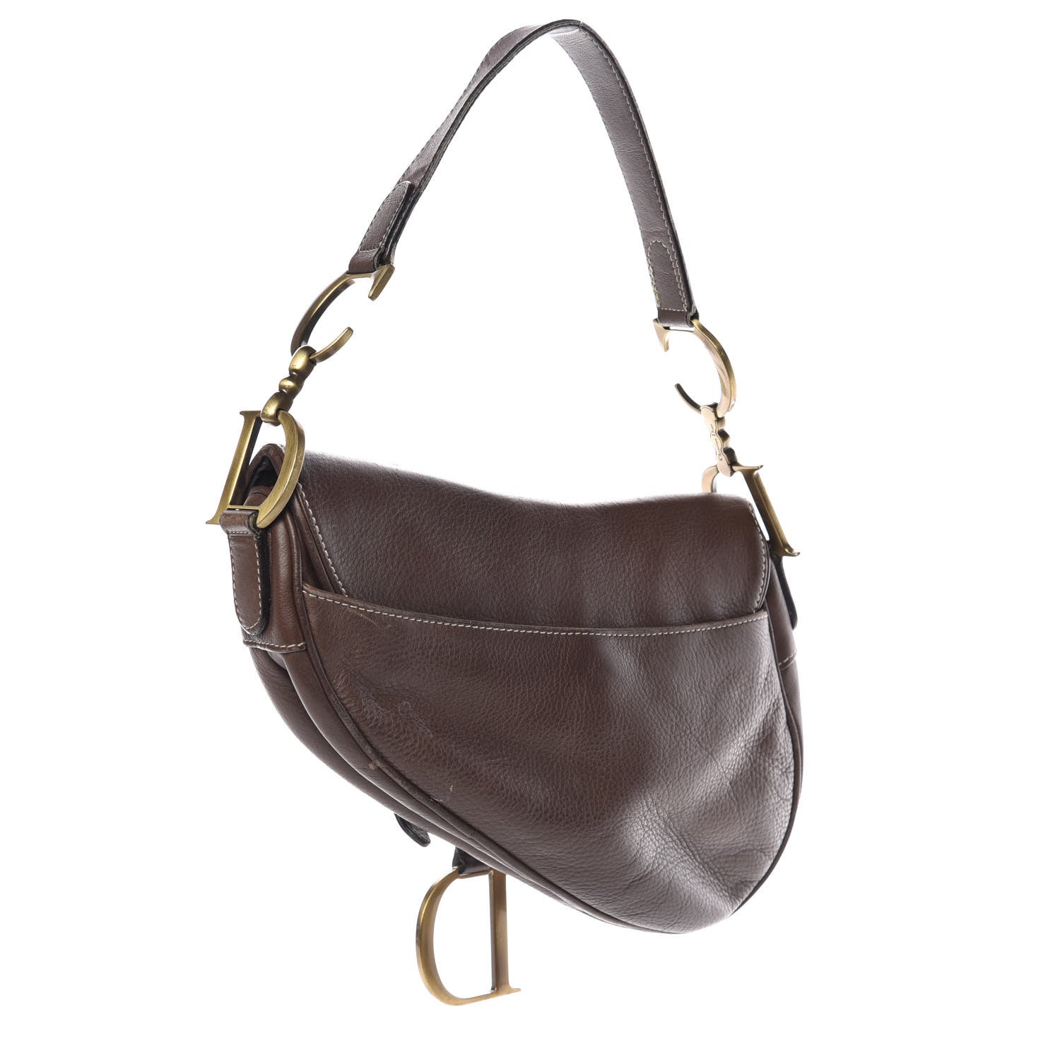 Christian Dior Calfskin Saddle Bag Brown 3 of 9
