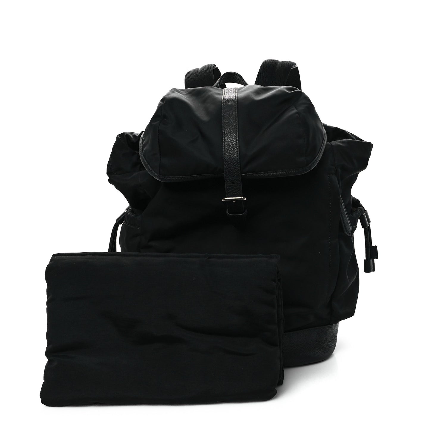 Nylon Grained Calfskin Watson Diaper Bag Black