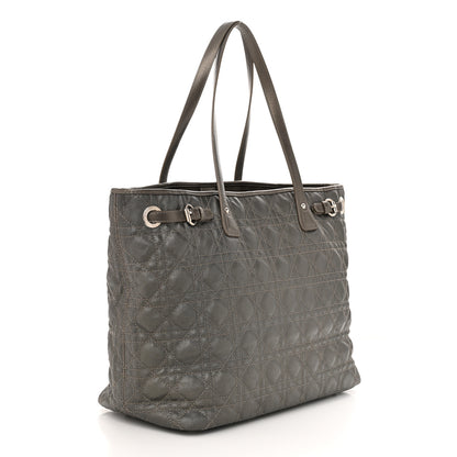 Christian Dior Coated Canvas Cannage Medium Panarea Tote Grey 3 of 11