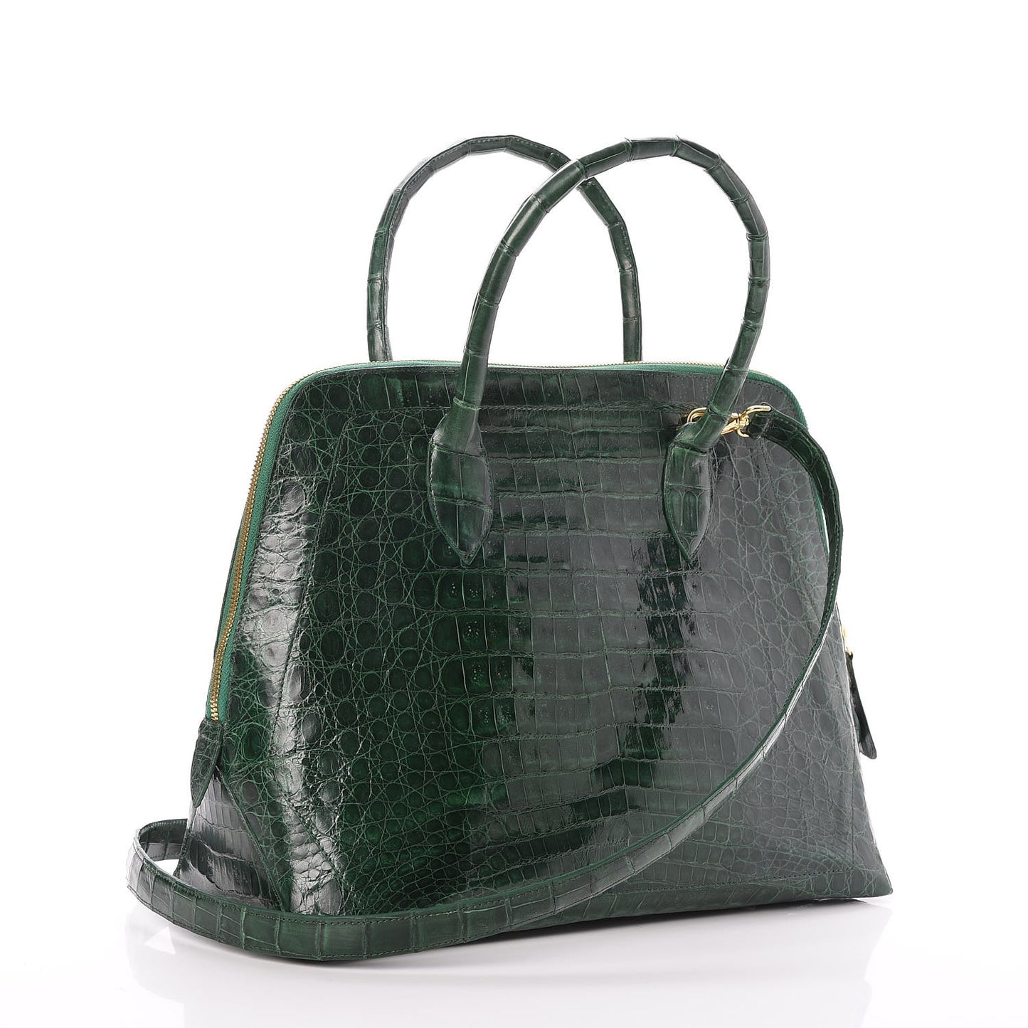 Crocodile Top Handle Tote Green