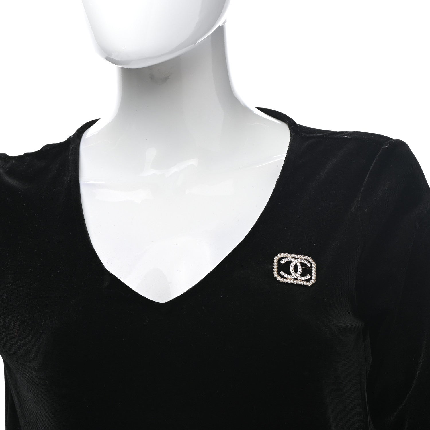 Chanel Pearl Crystal CC Brooch Gold 2 of 5