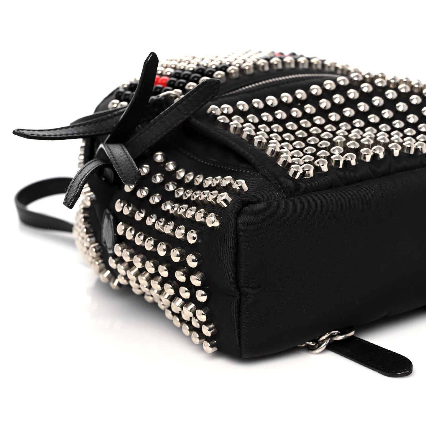 Nylon Vitello Dolce Studded Monster Mini Backpack Black