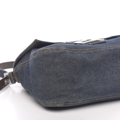 Fendi Denim Mama Baguette Blue 7 of 9