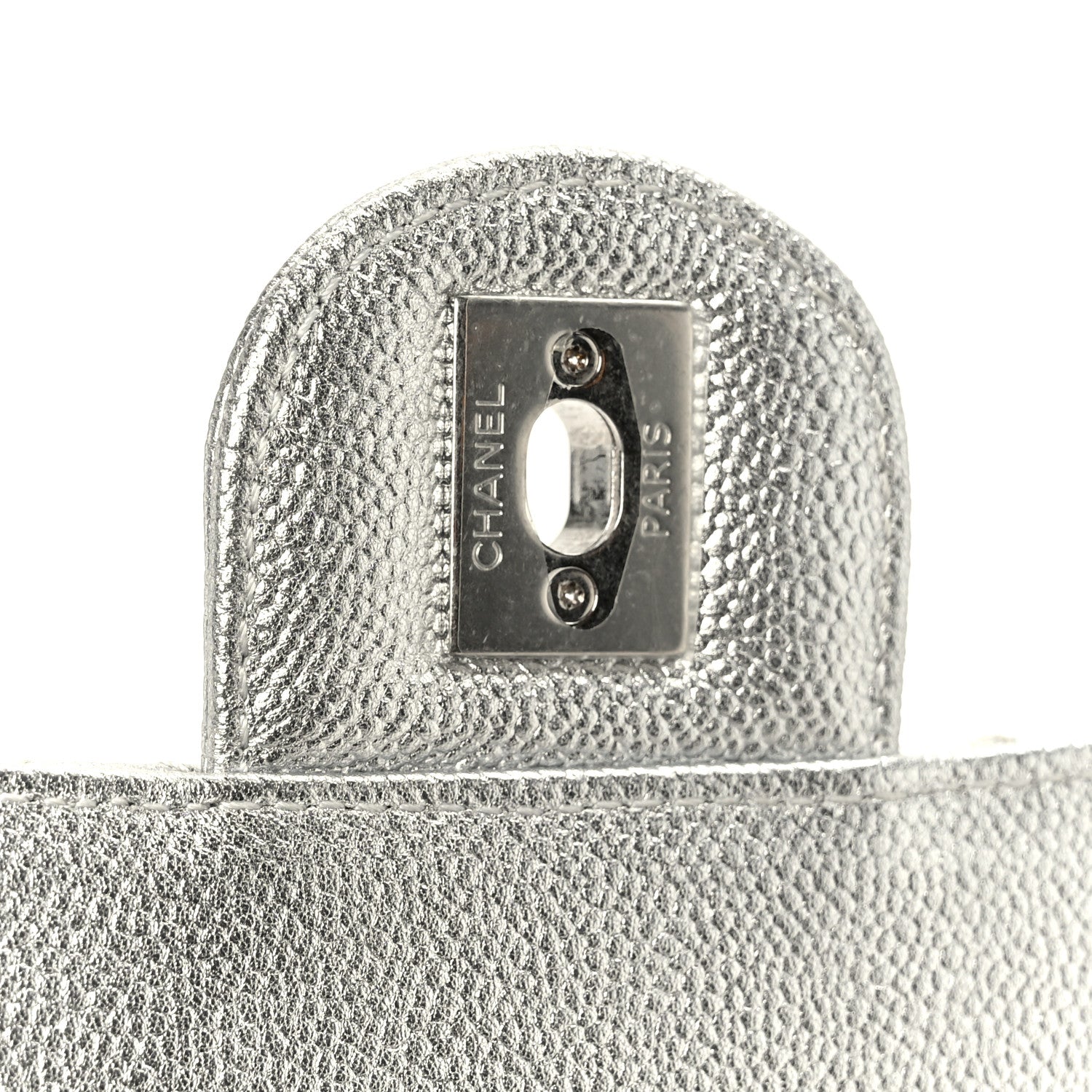 Chanel Metallic Caviar Quilted Mini Square CC Slide Flap Silver 7 of 12