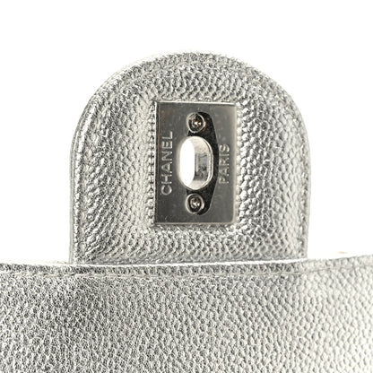 Chanel Metallic Caviar Quilted Mini Square CC Slide Flap Silver 7 of 12