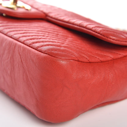 Chanel Calfskin Surpique Chevron Medium Flap Red 13 of 19