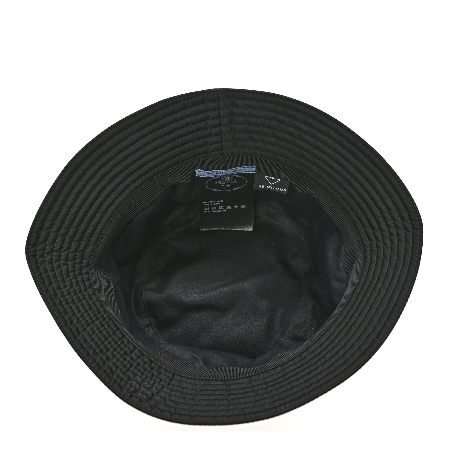 Prada Re-Nylon Metal Triangle Logo Womens Bucket Hat M Black 7 of 9
