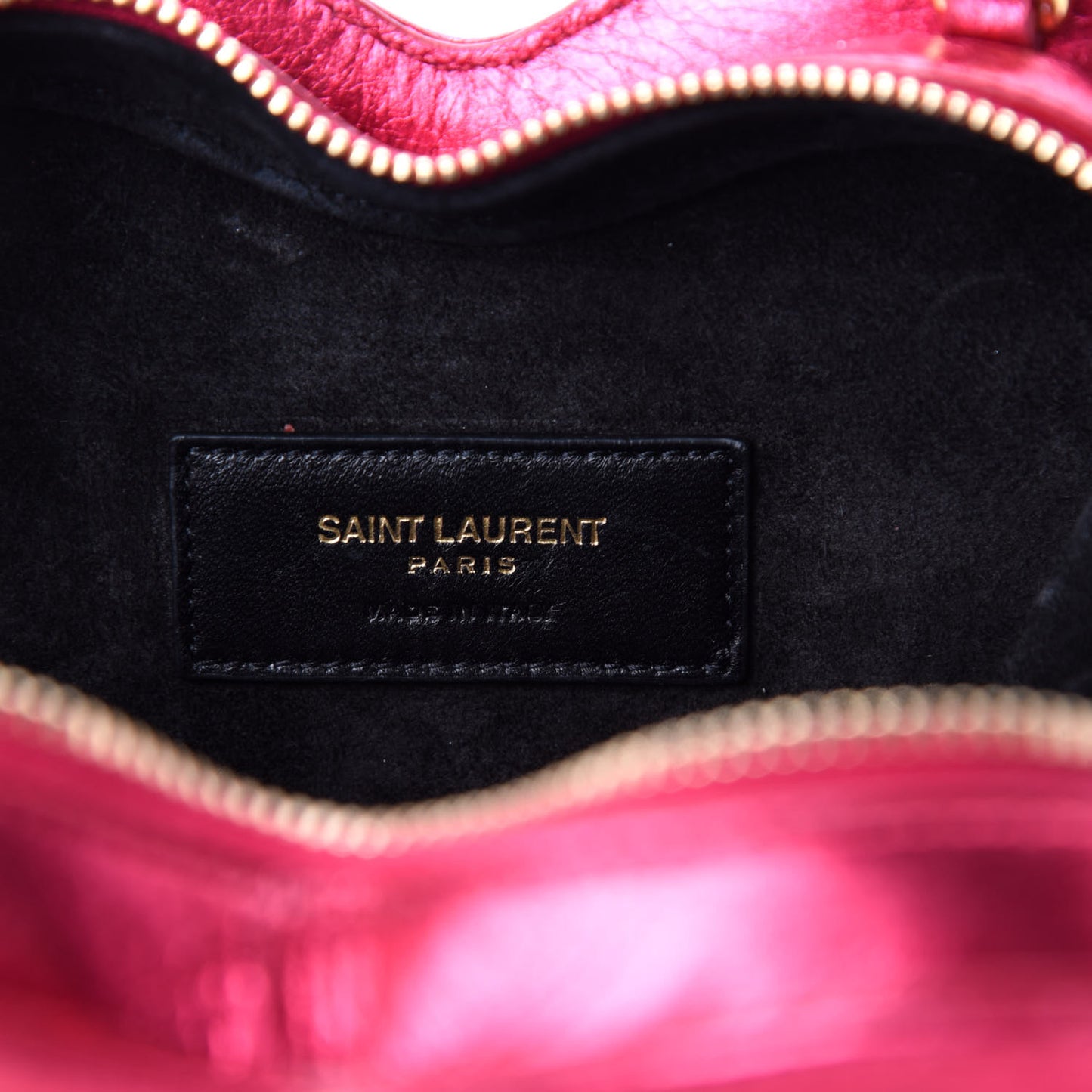 Metallic Calfskin Matelasse Chevron Monogram Small Love Heart Chain Bag Red