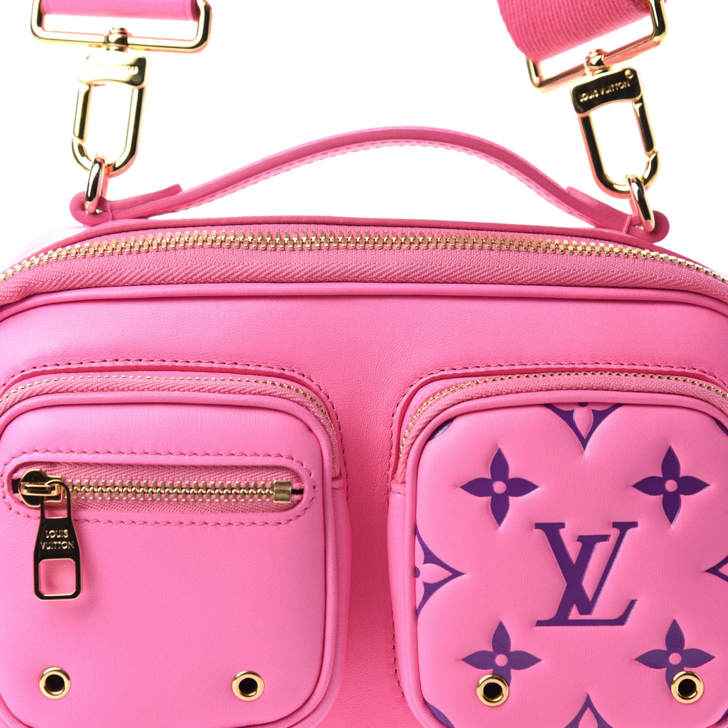 Calfskin Embossed Monogram Vuittamins Utility Crossbody Rose Violet