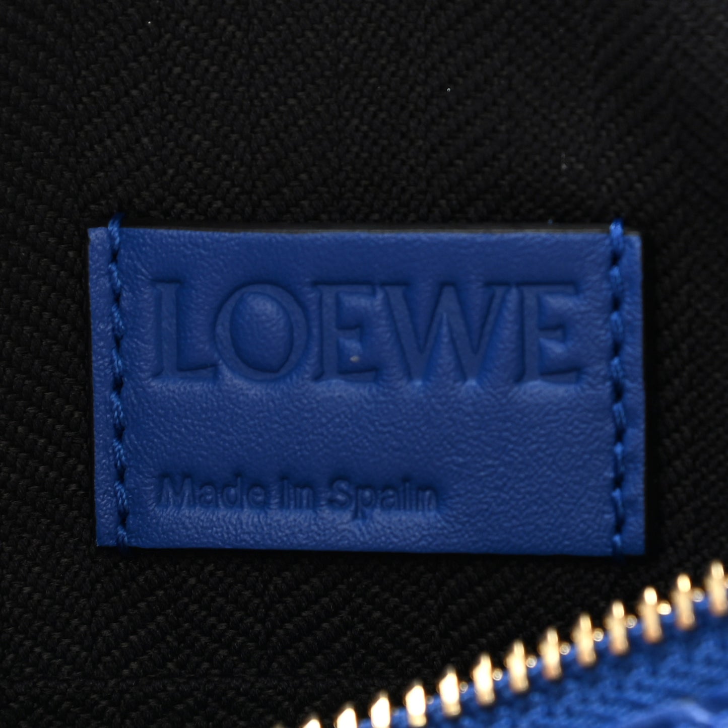 Calfskin Anagram Embossed Large T Pouch Blue