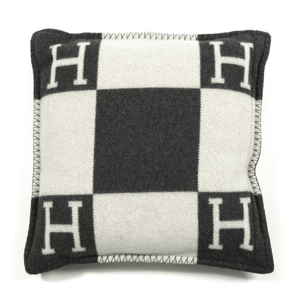 Hermes Wool Cashmere Avalon Pillow PM Ecru Gris Fonce 2 of 3
