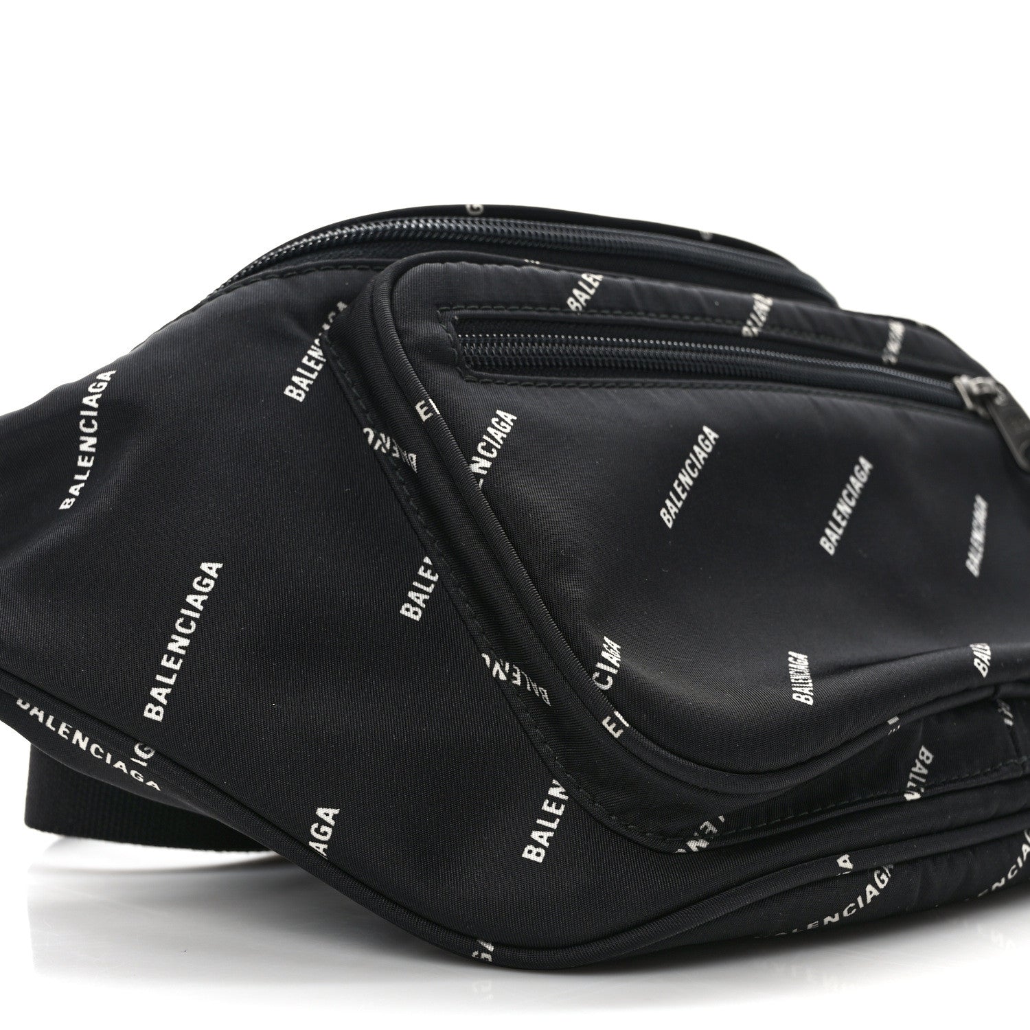 Balenciaga Twill Nylon Allover Logo Explorer Beltpack Black White 7 of 8