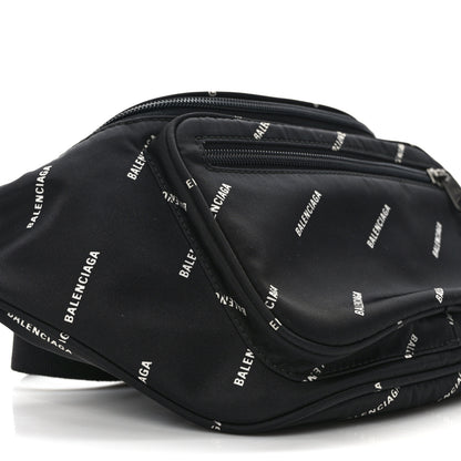 Balenciaga Twill Nylon Allover Logo Explorer Beltpack Black White 7 of 8