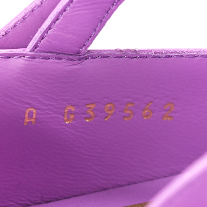 Chanel Calfskin Cap Toe T Strap CC Flats 38 Purple Black 8 of 9