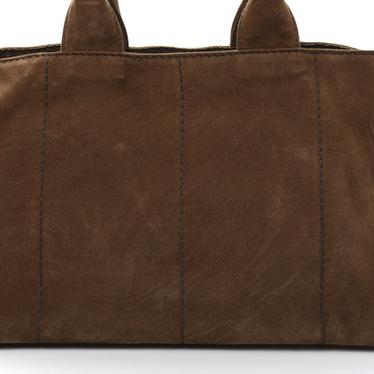 Prada Suede Scamosciato Logo Tote Sigaro 12 of 13