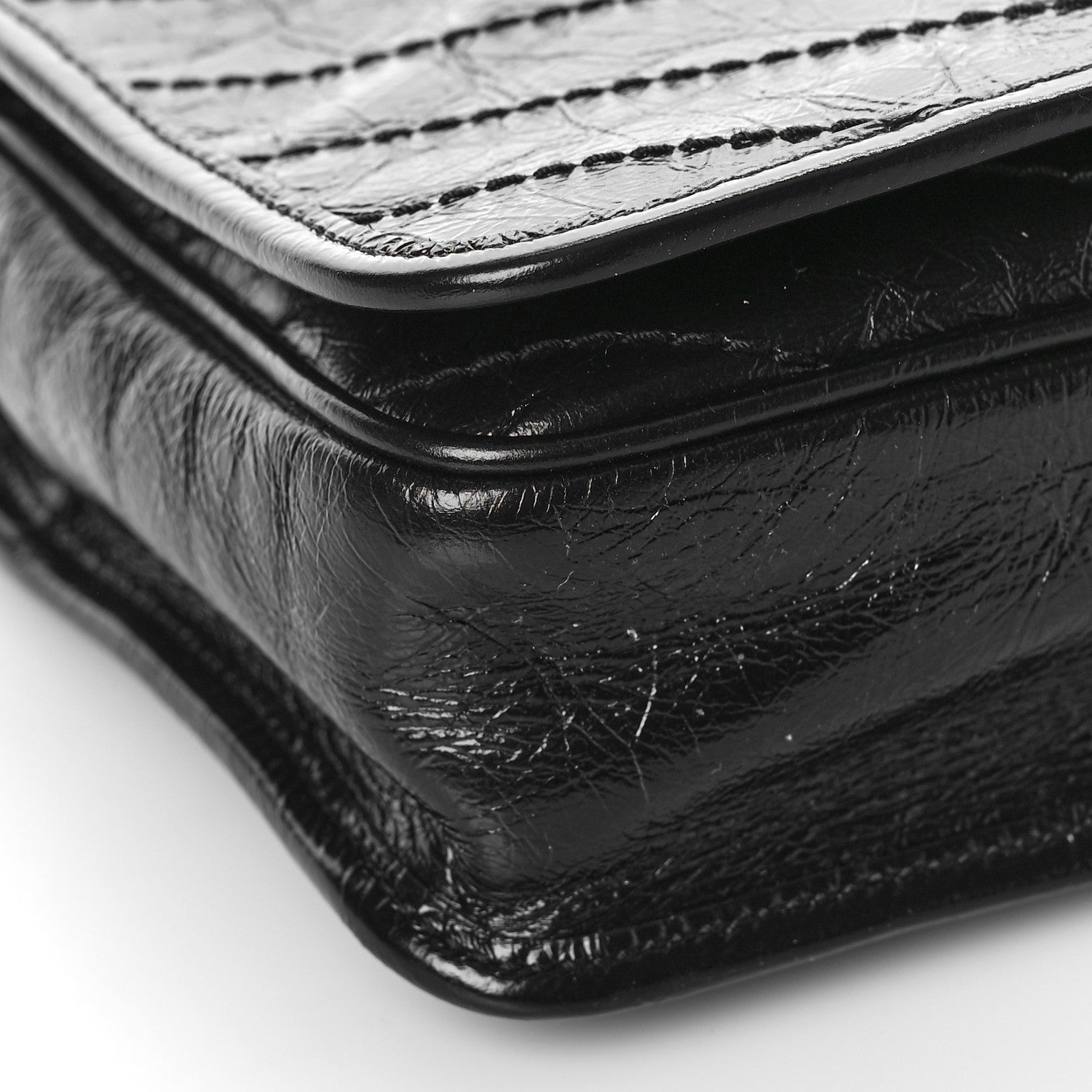 Saint Laurent Crinkled Calfskin Matelasse Monogram Niki Chain Wallet Black 8 of 9
