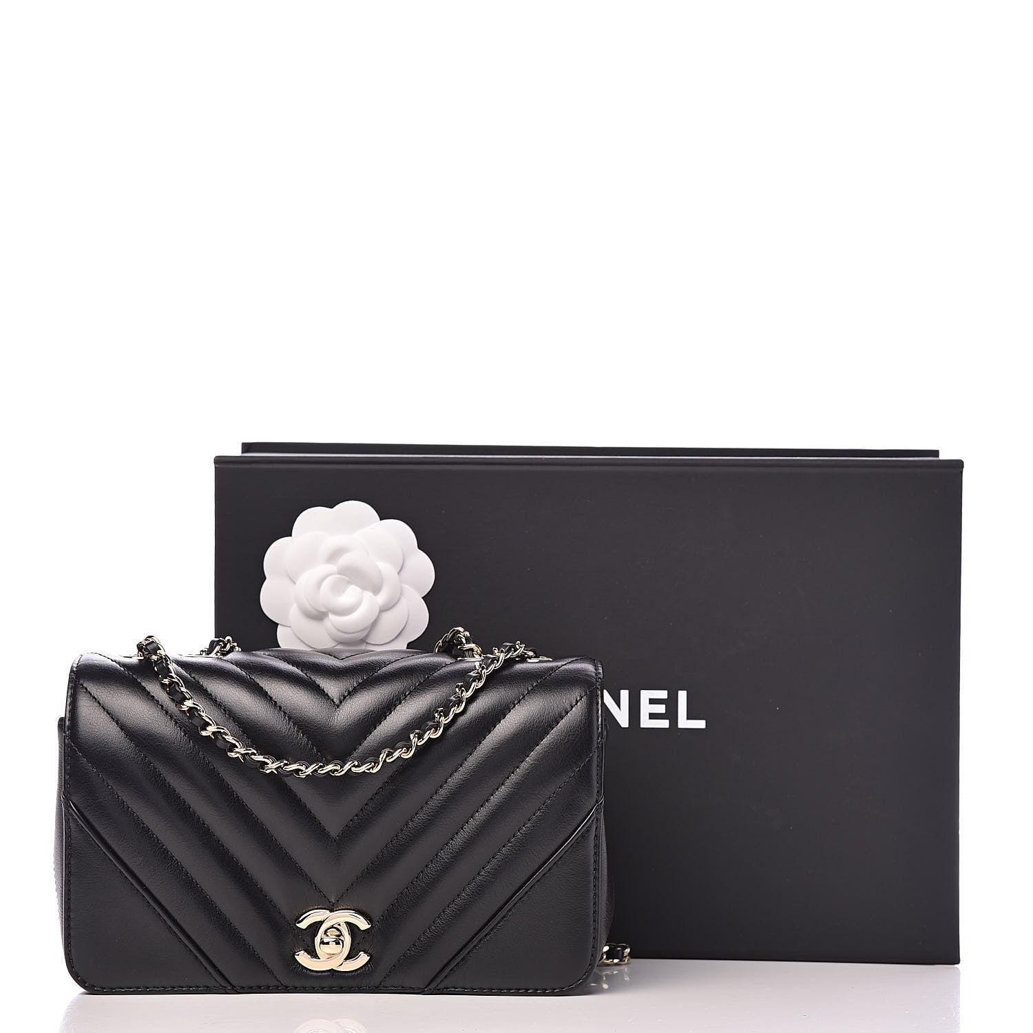 Chanel Calfskin Chevron Quilted Small Statement Flap Black 12 of 12