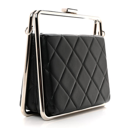 Chanel Quilted Lambskin Metal Bar Clutch Bag Black 2 of 11
