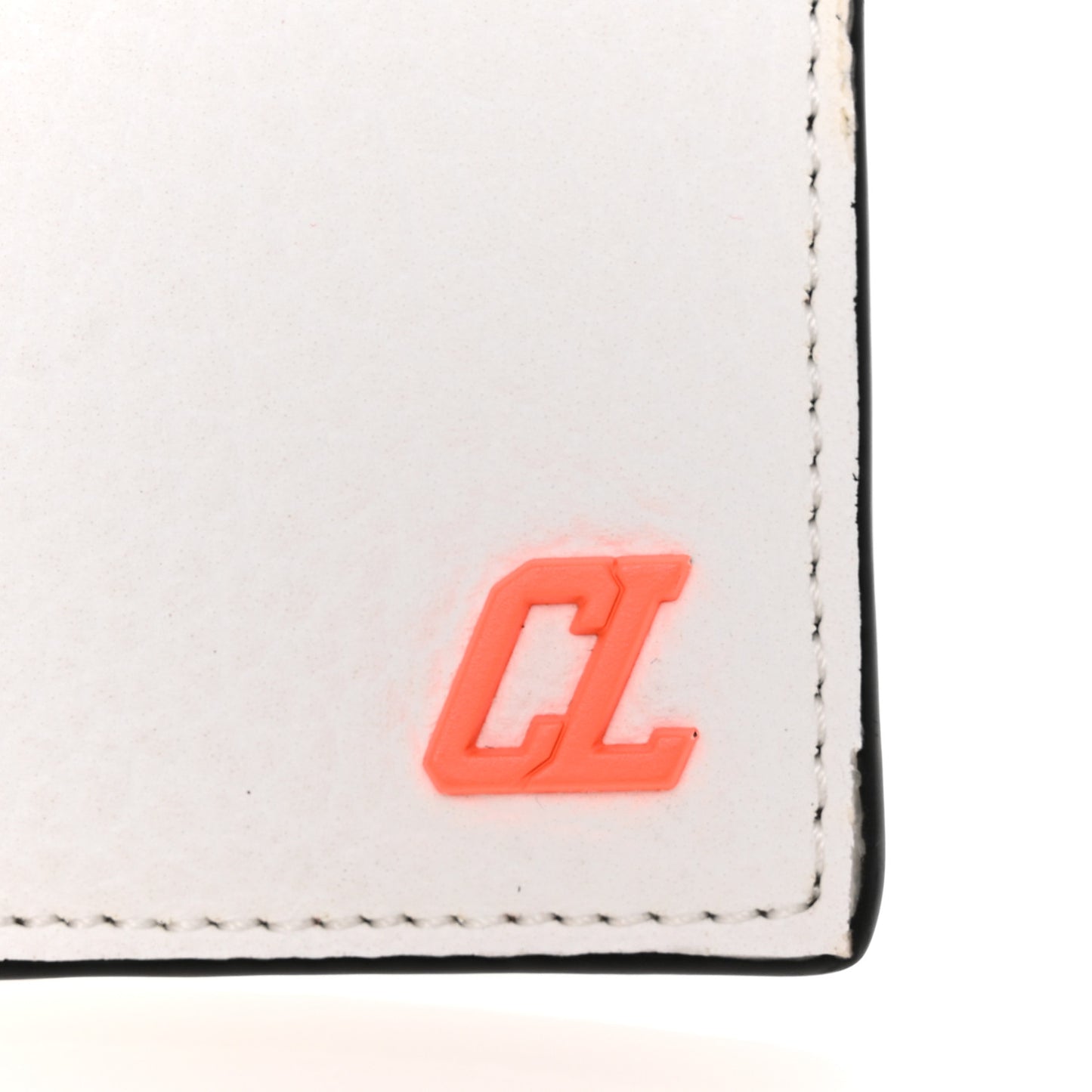 Calfskin Card Holder White Fluo Orange