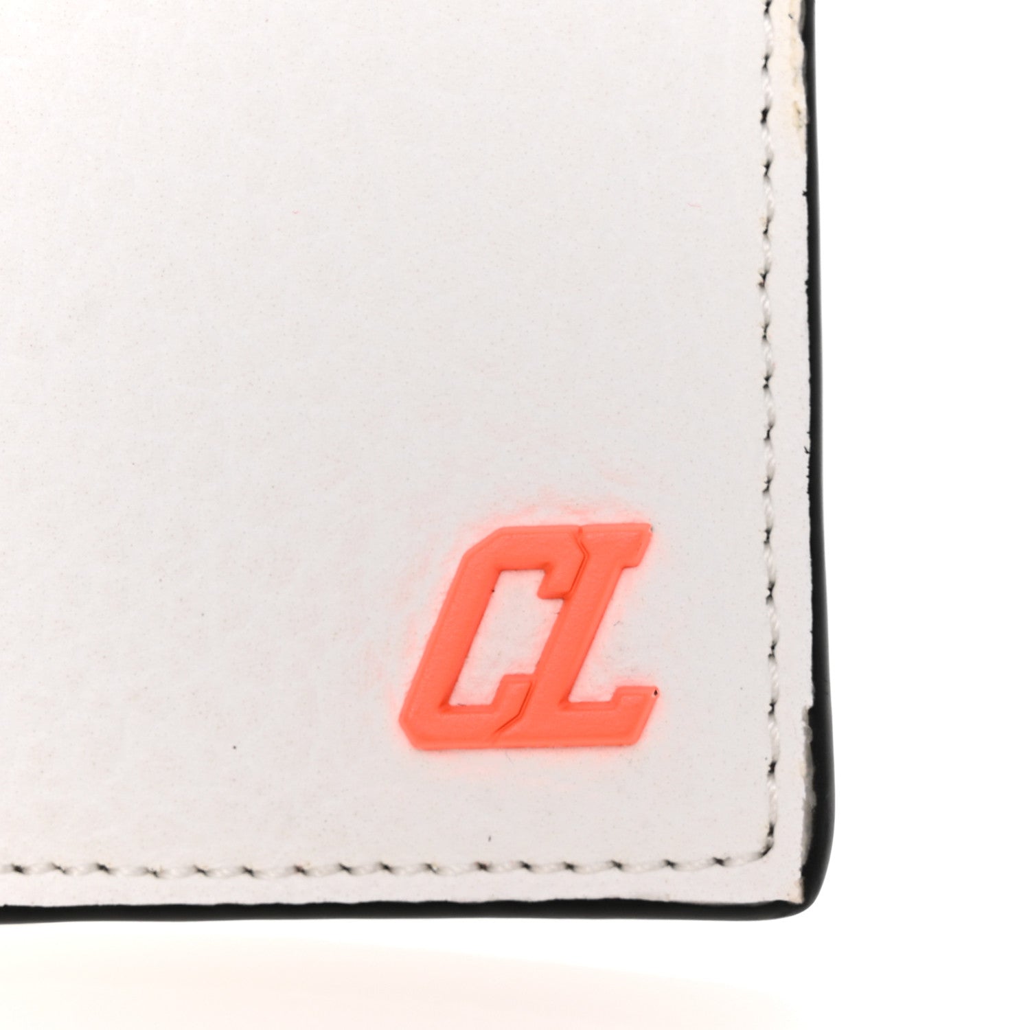 Christian Louboutin Calfskin Card Holder White Fluo Orange 6 of 8