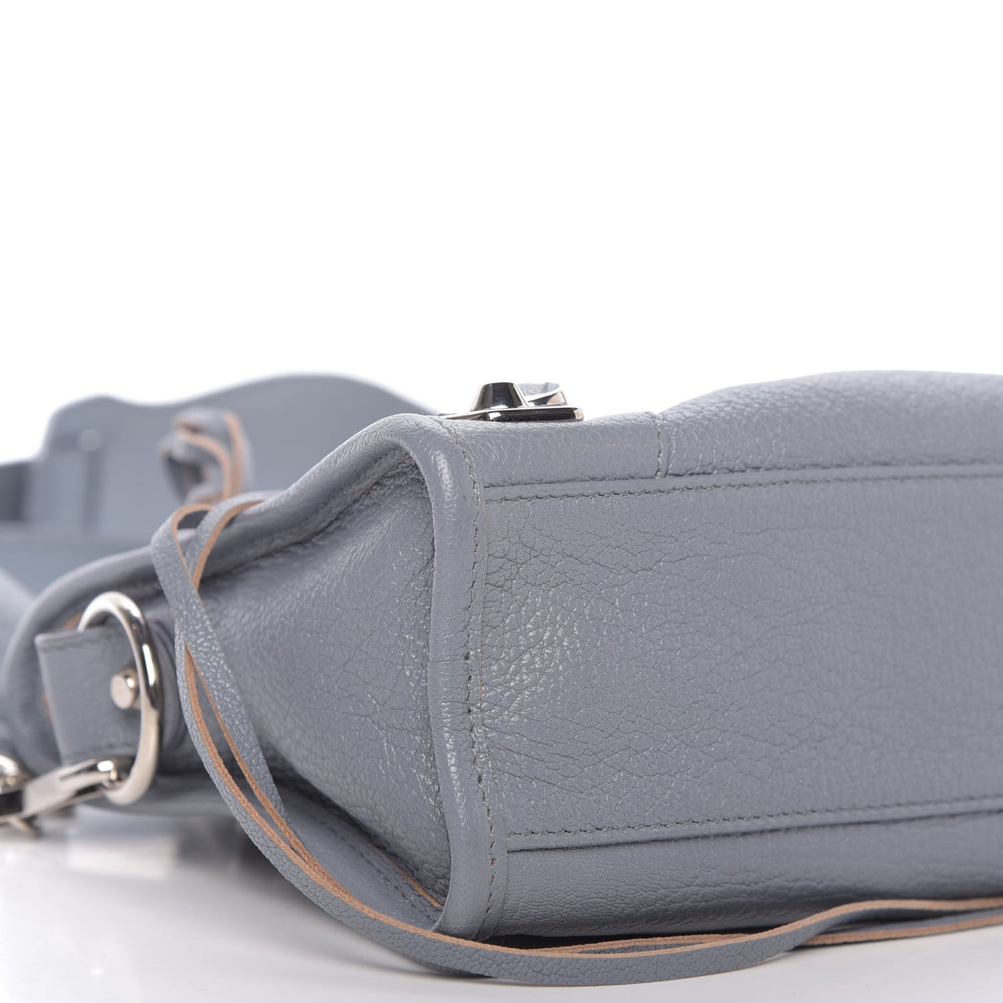 Chevre Silver Metallic Edge Hardware Mini City Bleu Acier