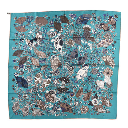 Hermes Silk Fleurs et Papillons de Tissus Scarf 90 1 of 3