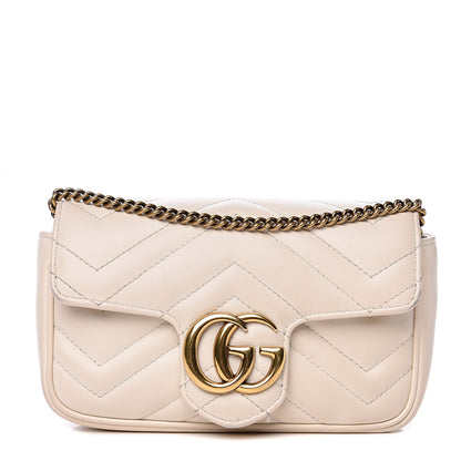 Gucci Calfskin Matelasse Super Mini GG Marmont Shoulder Bag White 1 of 17