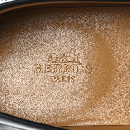 Hermes Calfskin Womens Kennedy Loafers 37 Black White 7 of 9