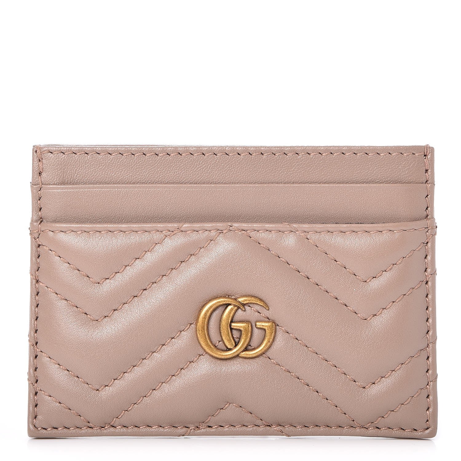 Gucci Calfskin Matelasse GG Marmont Card Holder Porcelain Rose 1 of 7