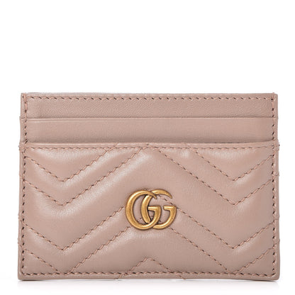 Gucci Calfskin Matelasse GG Marmont Card Holder Porcelain Rose 1 of 7