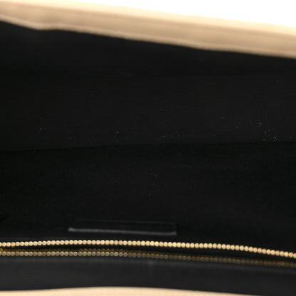 Saint Laurent Grain De Poudre Matelasse Chevron Large Monogram Satchel Dark Beige 5 of 9